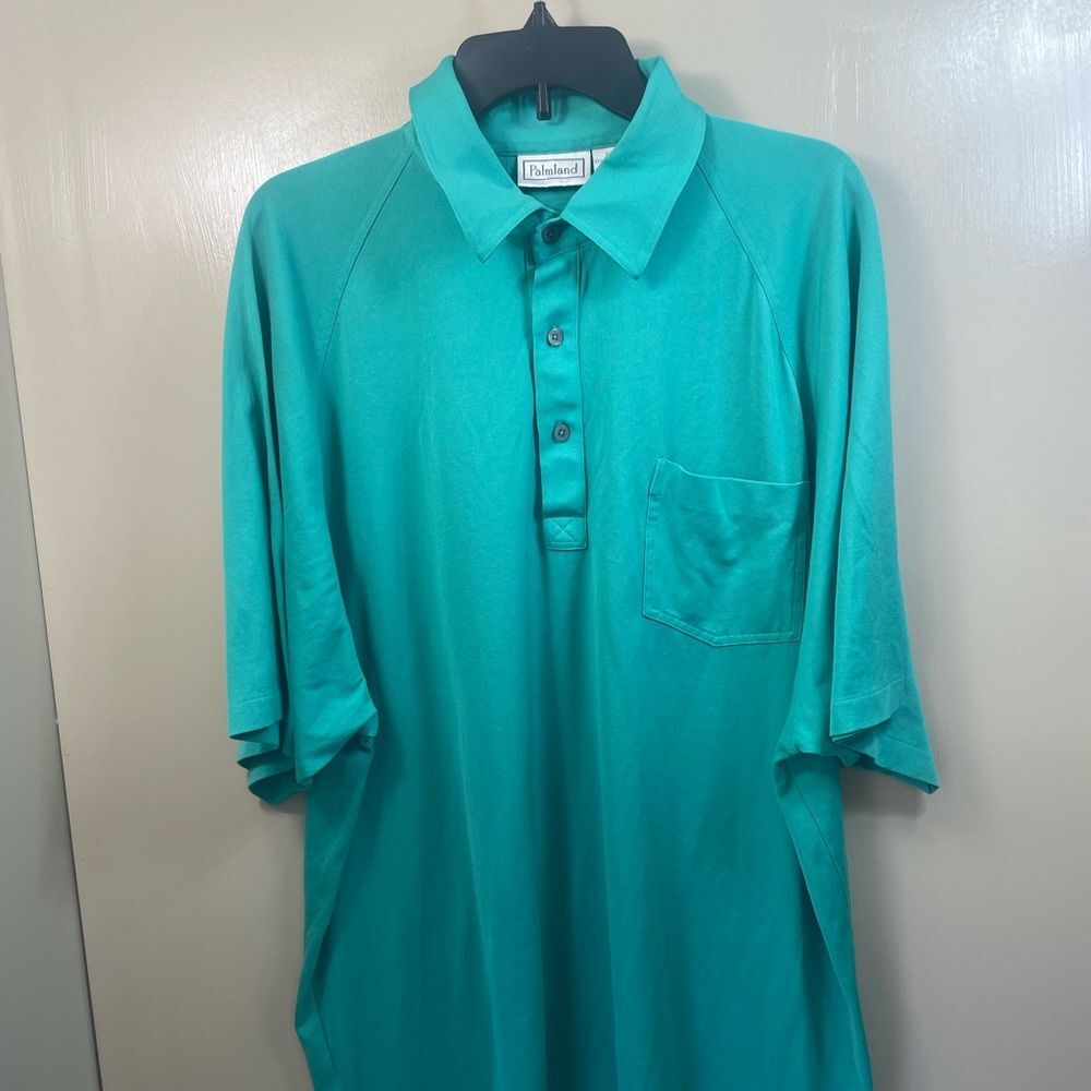 Classics by Palmland Vintage Polo Shirt 2XL Teal Green Retro Short Sleeve Casual